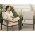 VONZOY Outdoor Sofa Chair Aluminum Patio Couch Set of 2 All-Weather Patio Sofa Armchair Furniture Set Chairs with Beige Cushions