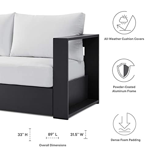 Modway Tahoe Aluminum Outdoor Patio Sofa in Gray White