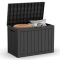 EasyUp 45 Gallon Outdoor Storage Box Waterproof, UV Resistant Deck Box Outdoor, Lockable Resin Deck Boxes for Garden Tools Equipment and Cushions, Black