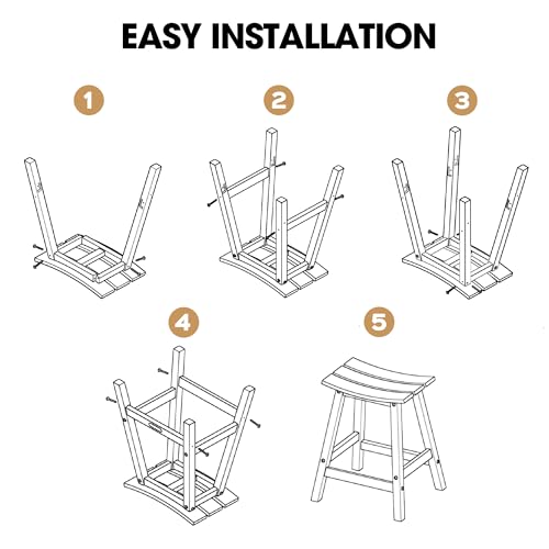 Ciokea 2 Set 29" Outdoor Bar Stools Heavy Duty HDPE Outdoor Stools Waterproof Weatherproof Patio Seats Modern Bar Height Tall BarStools for Bar Deck Balcony Kitchen Yard, White