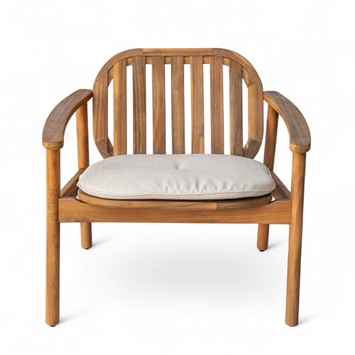 Christopher Knight Home Meja Acacia Wood Outdoor Club Chair Set of 2 with Cushion, Wooden Patio Accent Armchair, Comfy Lounge Chair Outdoor Set, Patio Furniture with Cushion, Teak+Beige