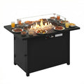 PayLessHere Propane Fire Pit Table, 50,000 BTU CSA-Certified Outdoor Gas Fire Table with Lid, Lava Rock & Glass Wind Guard, Smokeless Patio Firepit for Backyard, Deck & Garden (43 inch)