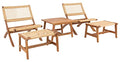 SAFAVIEH Outdoor Collection Casella Acacia Wood 5-Piece Patio Set PAT7077A, Natural/Light Brown