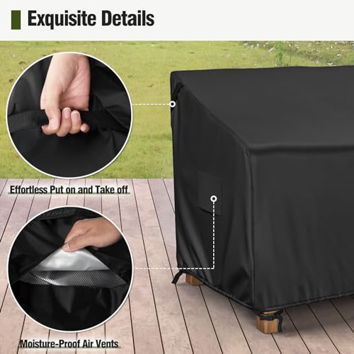 MR. COVER 3-Seater Outdoor Couch Cover Waterproof, 80 Inch Patio Furniture Cover for Sofa, Heavy Duty Polyester & Double-Stitched Seams, Classic Black