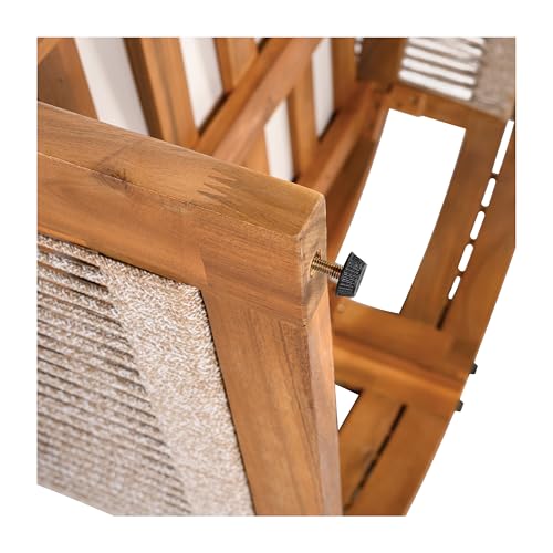 Christopher Knight Home Dora Set of 2 Patio Club Chair with Cushions, Acacia Wood Lounge Chair Outdoor, Woven Accents, Curved Design Side Chair for Balcony Backyard Garden Poolside, Beige + Teak