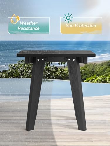 Homenjoy Outdoor Side Table, HDPE Weather Resistant Small Patio Table for Porch and Balcony, 200 LBS Capacity Heavy Duty Small Outdoor Table for Backyard and Pool, Easy Maintenance, Black