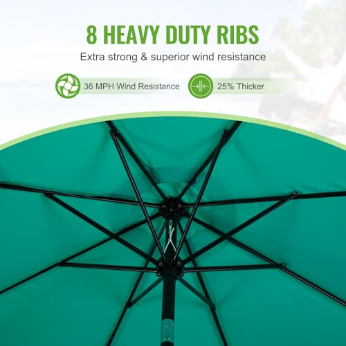 Backyard Expressions 9 ft. Patio Umbrella, Market Table Umbrella w/Tilt and Crank, 8 Ribs