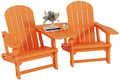 Shintenchi Adirondack Chairs Set of 2,HDPE Adirondack Chairs w/Removable Tablelop & Umbrella Hole,All-Weather Wooden Textured Plastic Outdoor Chairs w/Cup Holders for Garden Backyard Pool,Orange