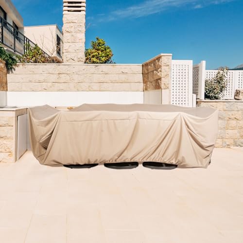 Hanover Outdoor Large Rectangle Furniture Cover for 9-Piece Dining Set, Waterproof, Weatherproof, 130" L x 106.3" W x 29.52" H