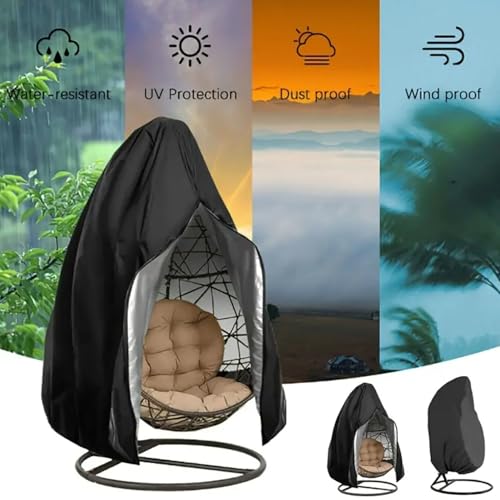 Heavy Duty Egg Chair Cover for Hanover Outdoor Wicker Hanging Egg Chair 2017–2026, Outdoor Hanging Egg Chair Cover with Zipper, Water-Resistant Tear-Resistant,45"x75"