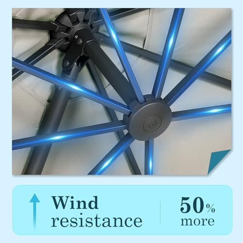 HOTEEL 10x10ft Patio Umbrella Cantilever Umbrella Double Top - Upgrade and Intensify - 360 Rotation and 5 Angles Adjustment - Aluminum Offset Pool Umbrella Outdoor Umbrellas for Patio Garden Deck Pool,Beige