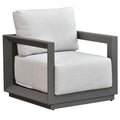 SAFAVIEH Couture Outdoor Patio Furniture Collection - Donaldo Accent Chair, Dark Grey Aluminum Frame with Beige Cushions, Fully Assembled (CPT4010A)