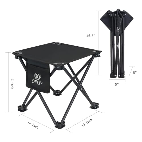 Opliy Camping Stool 2 Pack,13 Inch Portable Folding Stool for Outdoor Gardening and Beach Hiking Fishing,Foot Stool with Carry Bag (Black)