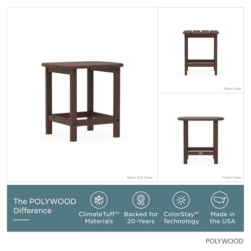 POLYWOOD SBT18MA South Beach 18" Outdoor Side Table, Mahogany