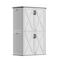 Devoko 50 Cu Ft Plastic Outdoor Storage Shed, Vertical Resin Storage Cabinet with Lockable Door, Durable Storage Shed for Patio Furniture, Pool Toys, Garden Tools, White, Shelf Not Included