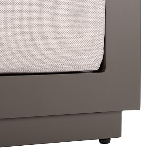 SAFAVIEH Couture Outdoor Patio Furniture Collection - Donaldo Accent Chair, Dark Grey Aluminum Frame with Beige Cushions, Fully Assembled (CPT4010A)