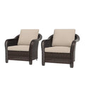 Qsoer Outdoor Wicker Chair Set of 2, All-Weather Use Patio Rattan Chair with Seat and Back Cushion, Ideal for Porch, Backyard, Balcony, Poolside, Beige