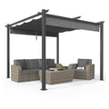 VINGLI 10’x 10' Outdoor Pergola Retractable Aluminum Pergola Canopy with Adjustable Roof, Patio Pergola for Deck, Porch, Garden, Yard (Gray)