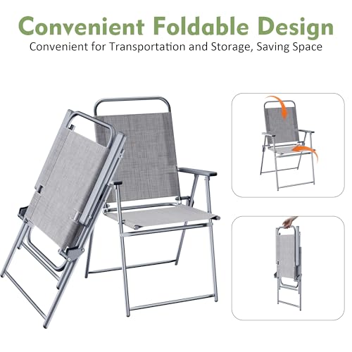 Shintenchi 6 Piece Outdoor Patio Furniture Set, Small Outdoor Patio Dining Table and Chairs Set, Outdoor Seating with Umbrella for Backyard, Balcony, Front Porch, Ice Silver