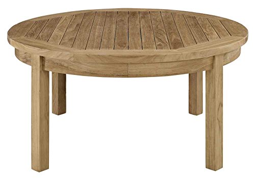 Modway Marina Premium Grade A Teak Wood Outdoor Patio Round Coffee Table in Natural