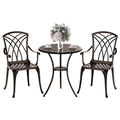 Z1UVDFUR Patio Bistro Set 3 Piece, Cast Aluminum Bistro Set for 2 w/Umbrella Hole, Outdoor Table and Chairs Set of 2, Bistro Set for Balcony/Backyard/Garden, Bronze