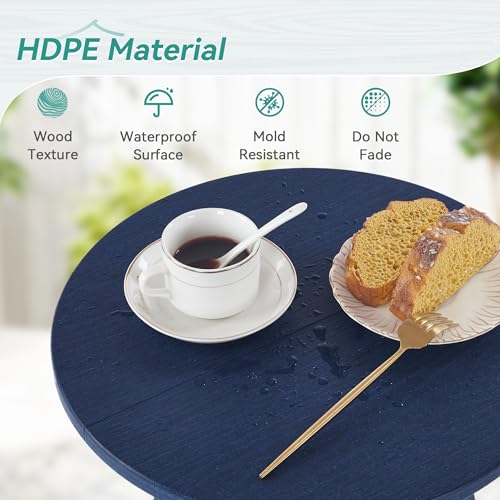 Homenjoy HDPS Outdoor Side Table, Small Round Side Table Weather-Resistant, Outdoor Side Tables for Patio, Porch, Deck, End Table for Plant Stand, Living Room, Bedroom, Navy