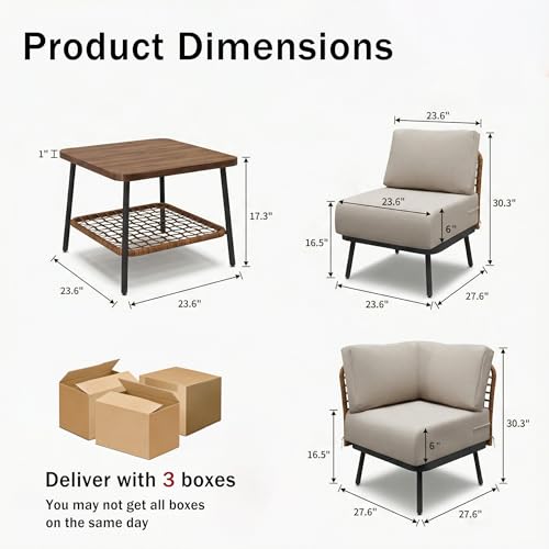 Mugovelo 9-Piece Patio Conversation Sets, Rattan Outdoor 7-Seat Sectional Sofa, Wicker Modular Furniture with 2 Storage Coffee Tables for Backyard, Garden, Porch