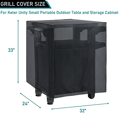 ZJYWSCH Cover for Ooni Medium Pizza Oven Table Modular, for Keter Unity 40 Gal Patio Storage Grilling Cart 32 inch Portable Prep Table Cover Outdoor Waterproof