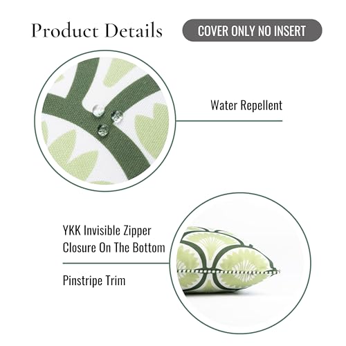 Hofdeco Premium Coastal Patio Indoor Outdoor Lumbar Pillow Cover Only, 12"x20" Water Repellent for Backyard, Couch, Green Print Tropical Ravenala Palm Tree