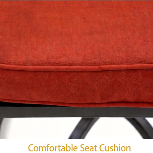 DWVO Swivel Patio Chairs Set of 2, Heavy-Duty Outdoor Swivel Chairs with 352lbs Capacity, All-Weather Metal Frame & Red Plush Cushions with Lumbar Pillow for Patio Deck Poolside Balcony Backyard