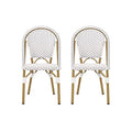 Christopher Knight Home Philomena Outdoor French Bistro Chair (Set of 2), Gray + White + Bamboo Print Finish