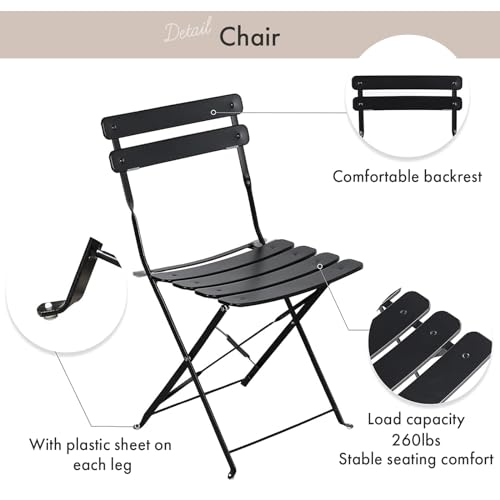 SAYA KIJI Indoor/Outdoor 3-Piece Foldable Bistro Set, Folding Outdoor Patio Furniture Sets, 2 Chairs and 1 Table, Weather-Resistant Outdoor/Indoor Conversation Set for Patio, Yellow, White, US001