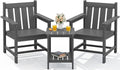 SEWRWALL 3 Pieces Patio Bistro Set, All Weather Adirondack Chair Set with Side Table, HDPE Material Outdoor Patio Furniture Set for Balcony, Porch, Garden, Backyard- Gray