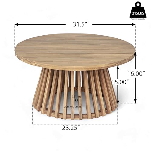 Christopher Knight Home Charm Patio Conversation Set, 3 Seater Acacia Wood Sofa, Spacious Seating Wicker Armrest Chair, Wood Coffee Table, Round Side Table, Outdoor Furniture for Backyard, Beige