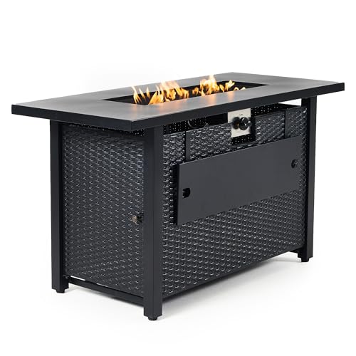 NIGOME Propane Fire Pit Table – Rectangle 43 Inch Outdoor Firepit for Patio, Balcony, and Garden – Versatile Gas Fire Pit with Lava Rock & Table Lid