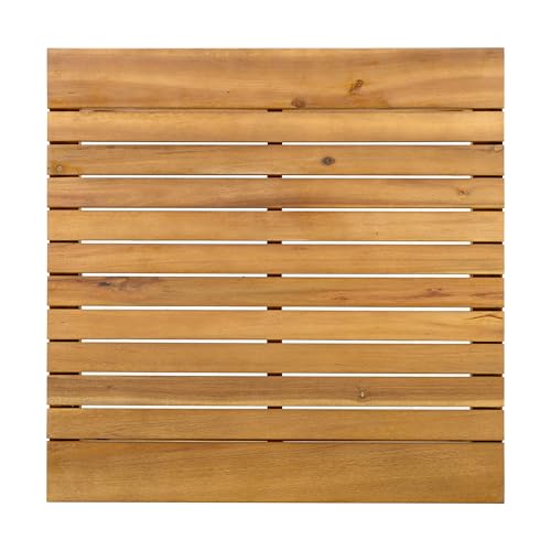 Christopher Knight Home Kayahs 3 Pieces Acacia Wood Furniture Set, Patio Conversation Sofa with Coffee Table and Ottoman, Outdoor 3-Seater Sofa Set for Backyard Balcony Gardern, Teak Finish+Beige