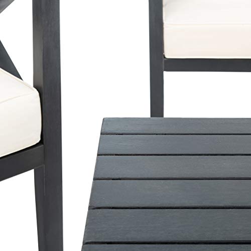 Safavieh Outdoor Nunzio Black and Beige 4-Piece Patio Set (Pillows Included)