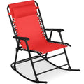 Best Choice Products Outdoor Zero Gravity Rocking Chair, Folding Reclining Patio Lounge Chair with Adjustable Pillow for Lawn, Beach, Camping - Crimson Red