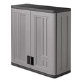 Suncast Wall Storage Cabinet for Garage Organization - 4 Cu. Ft. Wall Mounted Garage Cabinet with Shelf for Garden Supplies, Paint Cans & Outdoor Tools, Multi-Wall Resin Construction, Platinum