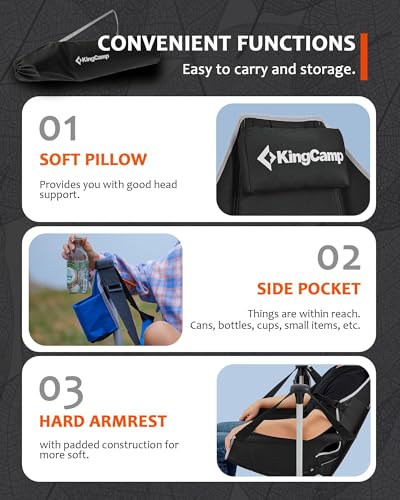 KingCamp Hammock Chair with Footrest – Heavy Duty Swinging Rocking Camping Chairs for Adults up to 400lbs, Folding Portable Oversized Rocker with Cup Holder & Pillow for Outdoor Beach Lawn RV Sports