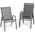 Dovov Patio Chairs Set of 4, All Weather Breathable Stackable Outdoor Dining Chairs with High Back and Wide Seat, Easily Set Up Outdoor Chairs Set of 4 with Metal Frame for Backyard Garden Pool, Grey