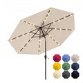 Patio Kingdom 10FT Solar Patio Umbrella with Lights, Outdoor Table Market Umbrella with 32 LED Lights, 8 Sturdy Ribs, Push Button Tilt and Crank for Pool, Deck and Garden, UV-Resistant, Beige