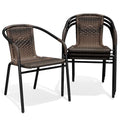 JEAREY Outdoor Patio Rattan Dining Chairs Set of 4, All Weather Stackable Dining Chairs for Lawn, Restaurant, Garden, Brown