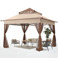 ABCCANOPY Pop Up Gazebo 11x11 - Outdoor Canopy Tent with Mosquito Netting for Patio Garden Backyard (Beige)