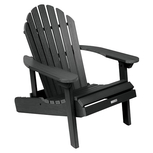 highwood Hamilton Made in the USA Folding and Reclining Adirondack Chair, Adult Size, Black