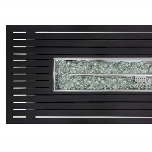 PrimeGlo 54'' Propane Fire Pit Table with Lid, Wind Screen, Fire Glass, Cover Included, Rectangular Fire Pit Table, 50000BTU, Black Mocha Finish
