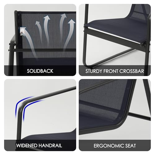 Kozyard Sofia 4-Piece Patio Conversation Set, Outdoor Furniture Set with Loveseat, 2 Chairs & Table, Breathable Textilene Seating, Powder-Coated Metal Frame, All-Weather for Balcony Backyard Navy Blue