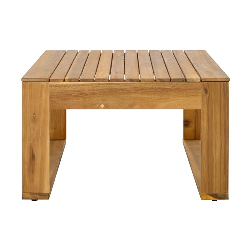 Christopher Knight Home Kayahs 5 Pieces Acacia Wood Furniture Set, Patio Conversation Sofa Chat Set with Coffee Table and Ottoman, Outdoor Sectional Sofa Set for Backyard Balcony, Teak Finish+Beige