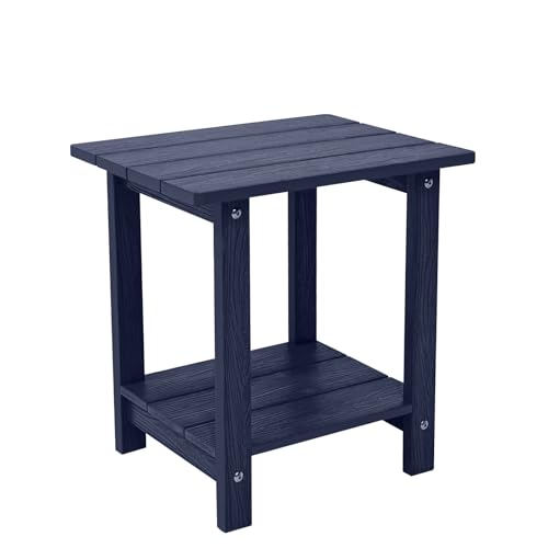 juserox Outdoor Side Table, Weather Resistant Double Small Adirondack Side Table, Outdoor Indoor End Table for Adirondack Chair, 17" Patio Table for Pool, Deck and Porch, Deep Blue