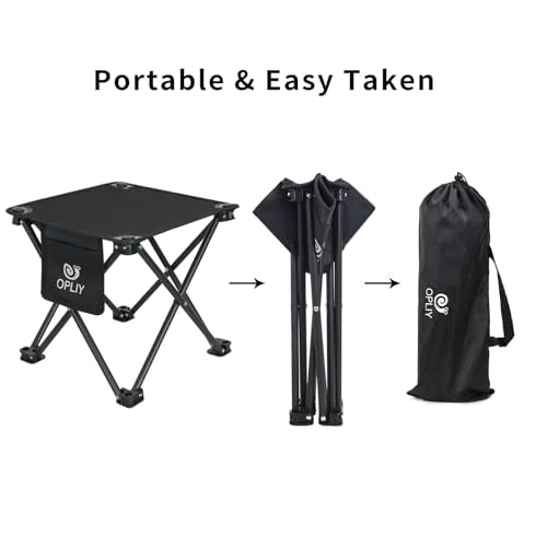 Opliy Camping Stool 2 Pack,13 Inch Portable Folding Stool for Outdoor Gardening and Beach Hiking Fishing,Foot Stool with Carry Bag (Black)